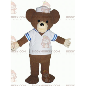 BIGGYMONKEY™ Braunbär-Maskottchen-Kostüm als Matrose verkleidet