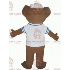 BIGGYMONKEY™ Braunbär-Maskottchen-Kostüm als Matrose verkleidet