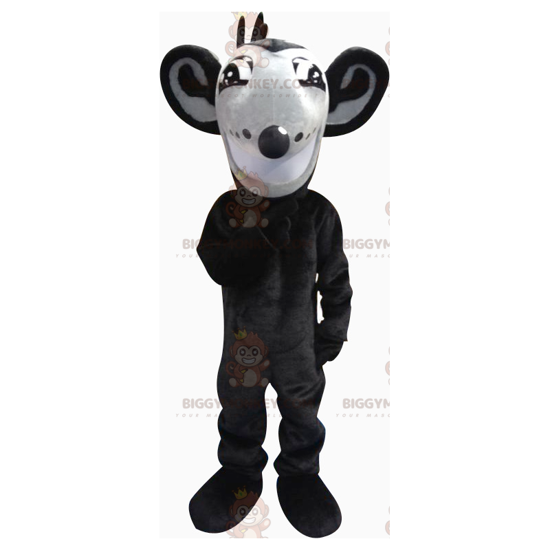 Traje de mascote BIGGYMONKEY™ de rato preto e cinza fofo –