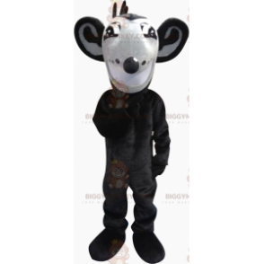 Traje de mascote BIGGYMONKEY™ de rato preto e cinza fofo –