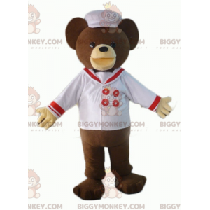 Brown Bear BIGGYMONKEY™ -maskottiasu kokkiksi pukeutunut -