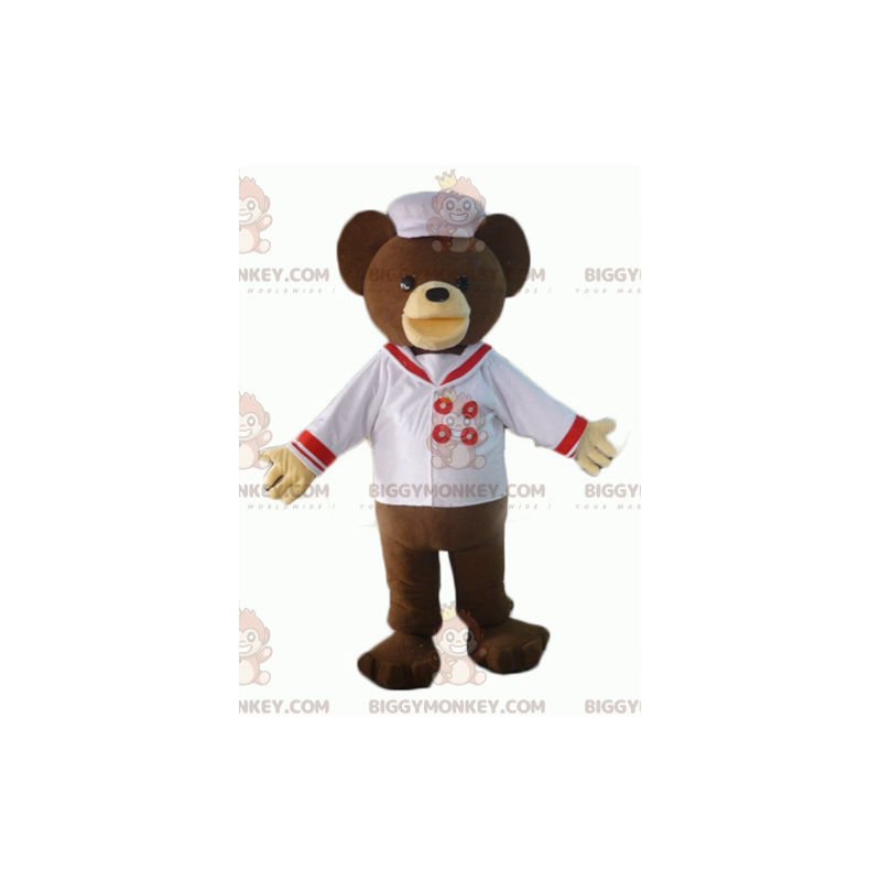 Costume de mascotte BIGGYMONKEY™ d'ours marron habillé en chef