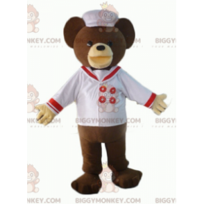 Costume de mascotte BIGGYMONKEY™ d'ours marron habillé en chef