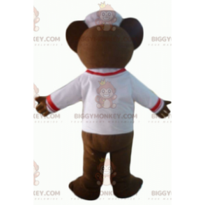 Costume de mascotte BIGGYMONKEY™ d'ours marron habillé en chef