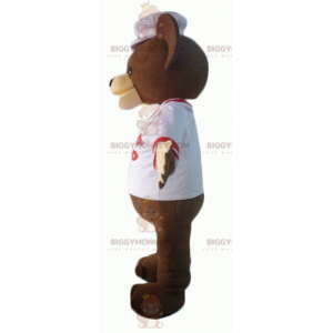 Bruine beer BIGGYMONKEY™ mascottekostuum verkleed als chef -