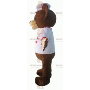 Braunbär BIGGYMONKEY™ Maskottchenkostüm als Koch verkleidet -