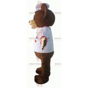 Costume de mascotte BIGGYMONKEY™ d'ours marron habillé en chef