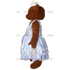 Brown Teddy BIGGYMONKEY™ Maskottchen-Kostüm im Hochzeitskleid -