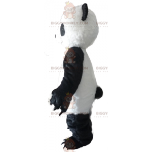 Traje de mascote BIGGYMONKEY™ de panda preto e branco com