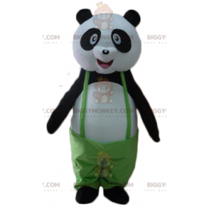 Traje de mascote BIGGYMONKEY™ de panda preto e branco com