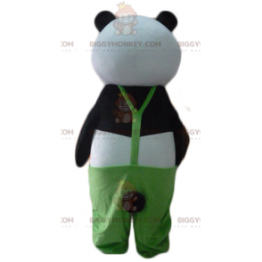 BIGGYMONKEY™ Mascot Costume of Black and White Panda with Green