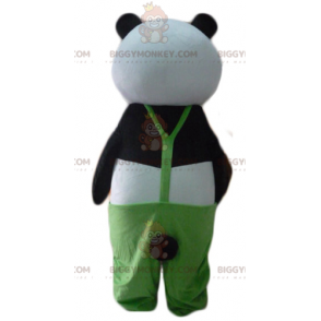 Kostým maskota BIGGYMONKEY™ černé a bílé pandy se zeleným