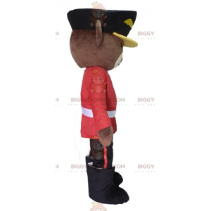 Brown bear BIGGYMONKEY™ mascot costume dressed as an English