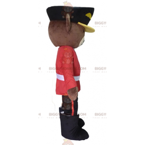 Brown bear BIGGYMONKEY™ mascot costume dressed as an English