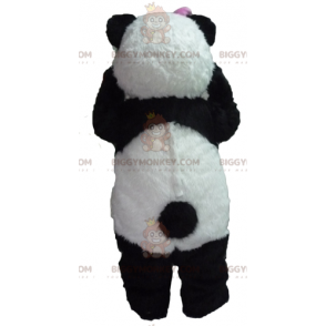 BIGGYMONKEY™ maskotkostume Sort og hvid panda med lyserød