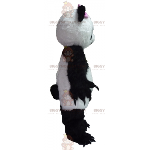 Traje de mascote BIGGYMONKEY™ Panda preto e branco com laço