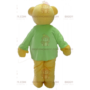 BIGGYMONKEY™ Maskotdräkt Gul nallebjörn med grön T-shirt -