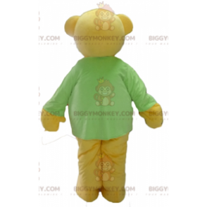 BIGGYMONKEY™ Mascot Costume Yellow Teddy Bear With Green