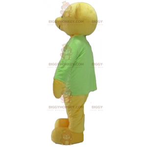 BIGGYMONKEY™ maskottiasu, keltainen nalle ja vihreä t-paita -