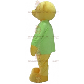 BIGGYMONKEY™ Mascottekostuum gele teddybeer met groen T-shirt -