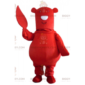 BIGGYMONKEY™ Disfraz de mascota de gran oso rojo con hoja en