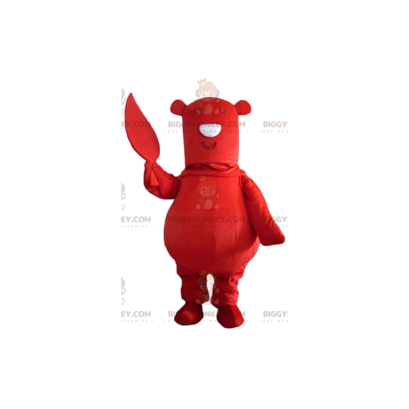 Costume de mascotte BIGGYMONKEY™ de gros ours rouge avec une