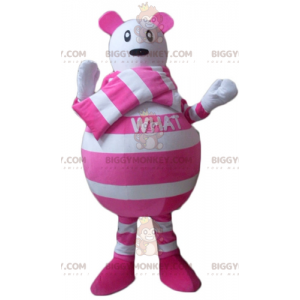 Disfraz de mascota BIGGYMONKEY™ de ratón rayado blanco y rosa -