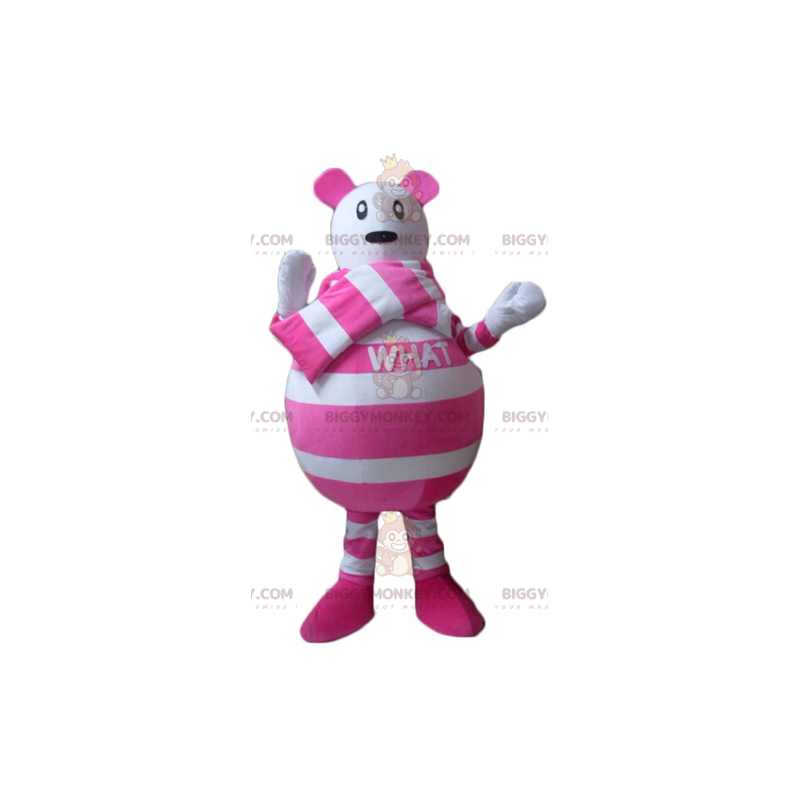 Hvid og lyserød stribet mus BIGGYMONKEY™ maskotkostume -