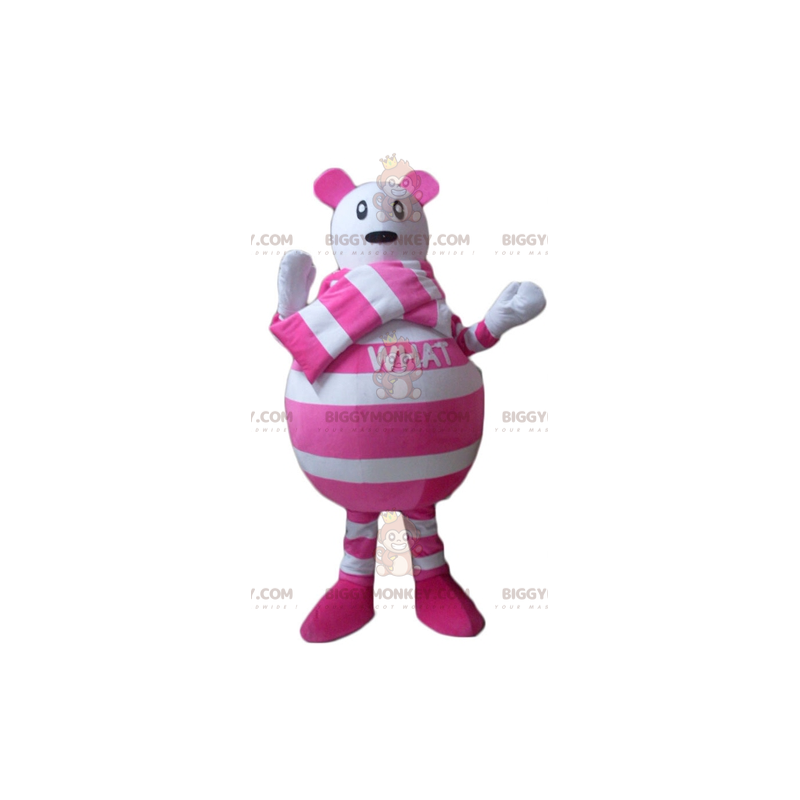 White and Pink Striped Mouse BIGGYMONKEY™ Mascot Costume –