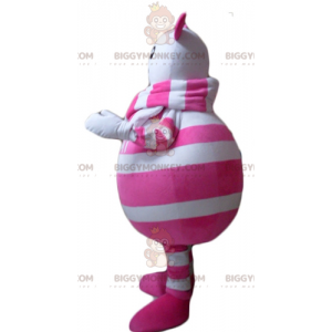 White and Pink Striped Mouse BIGGYMONKEY™ Mascot Costume -