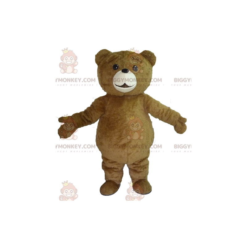 Traje de mascote BIGGYMONKEY™ de urso pardo fofo e gordo –