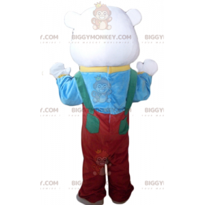 Disfraz de mascota de oso polar BIGGYMONKEY™ con mono rojo y