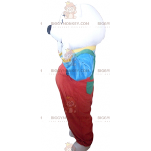 Eisbär BIGGYMONKEY™ Maskottchenkostüm mit rotem Overall und