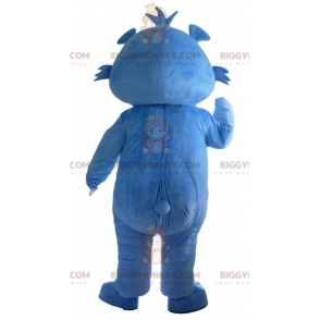 Traje de mascote de ursinho de pelúcia azul e cinza