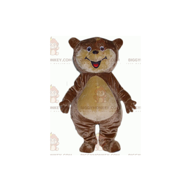 BIGGYMONKEY™ stort smilende brun og solbrun plys bamse maskot