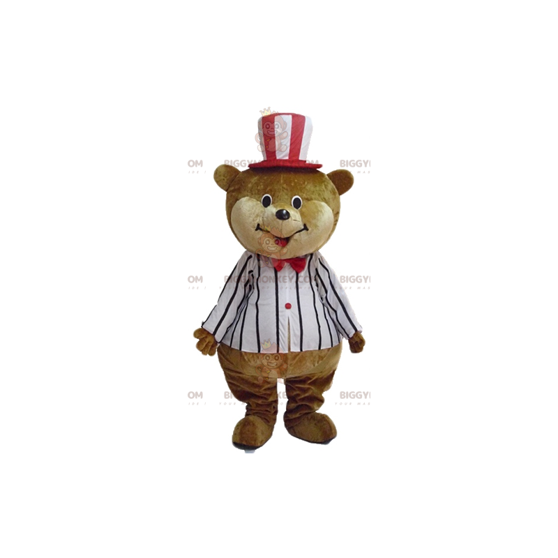 BIGGYMONKEY™ maskotkostume af stor brun og beige bamse i