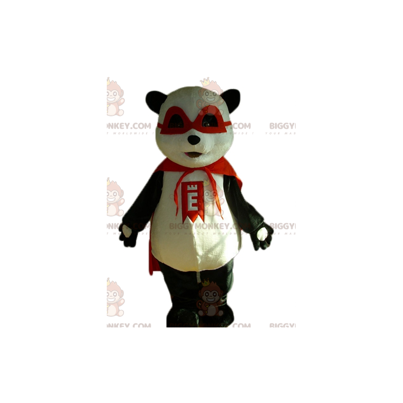 Traje de mascote BIGGYMONKEY™ de panda preto e branco com