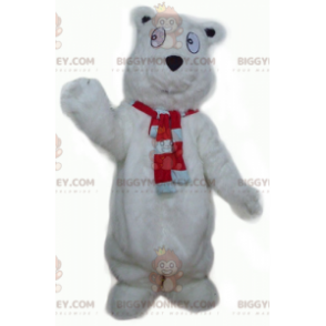 Bonito disfraz de mascota de gran oso blanco peludo
