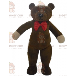 Brun Teddy BIGGYMONKEY™ maskotdräkt med röd fluga - BiggyMonkey