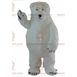 Grote en harige ijsbeer witte beer BIGGYMONKEY™ mascottekostuum