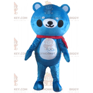 Μπλε και άσπρη στολή μασκότ BIGGYMONKEY™ αρκουδάκι -