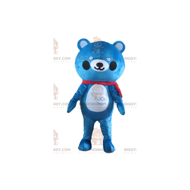 Blau-weißer Teddybär BIGGYMONKEY™ Maskottchen-Kostüm -