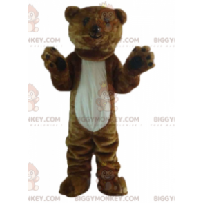 Costume de mascotte BIGGYMONKEY™ d'ours marron et blanc géant