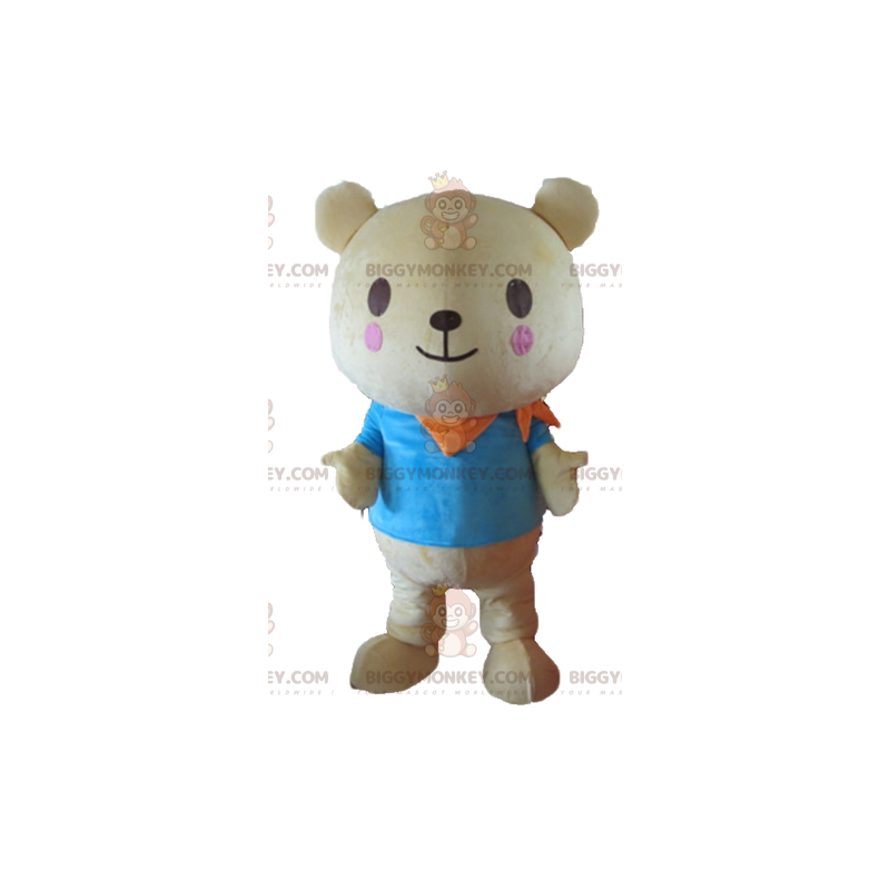 Traje de mascote BIGGYMONKEY™ de grande ursinho de pelúcia bege