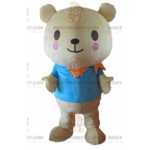 BIGGYMONKEY™ costume mascotte di grande orsacchiotto beige con