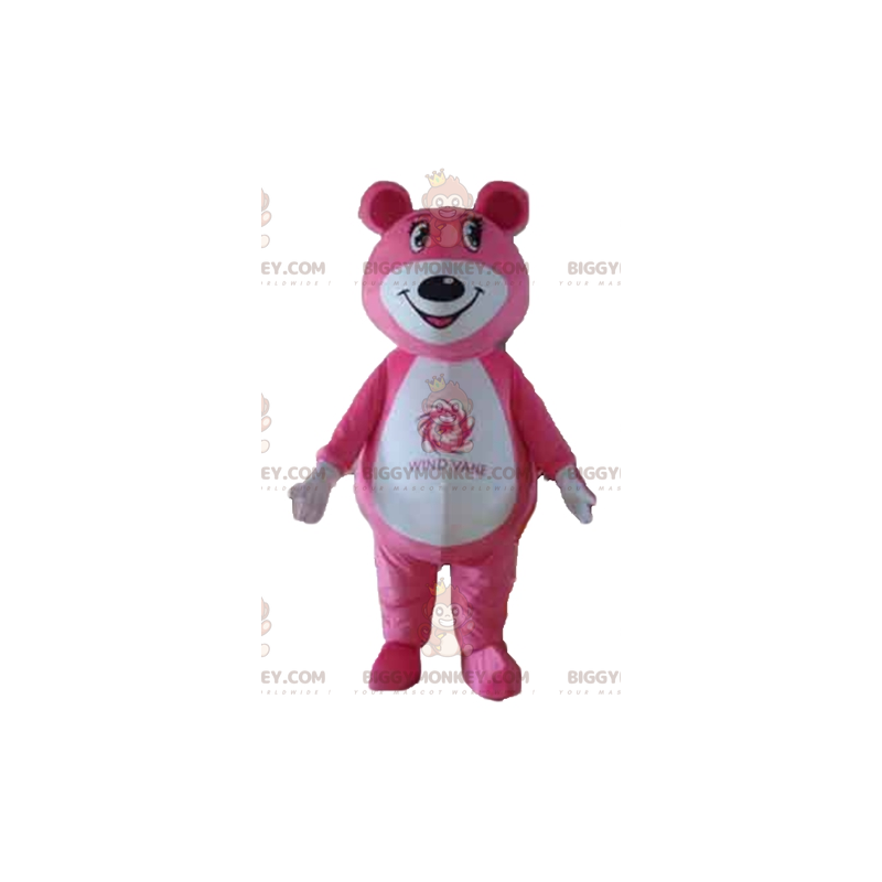 Ροζ και λευκή στολή μασκότ BIGGYMONKEY™ αρκουδάκι -