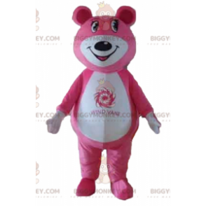 Fantasia de mascote de ursinho de pelúcia rosa e branco