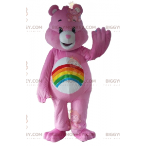 Disfraz de mascota Pink Care Bear BIGGYMONKEY™ con arcoíris en