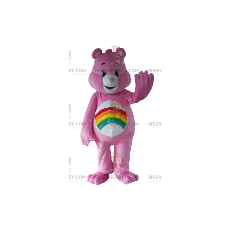Disfraz de mascota Pink Care Bear BIGGYMONKEY™ con arcoíris en
