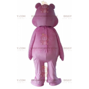 Pink Care Bear BIGGYMONKEY™ maskotkostume med regnbue på maven